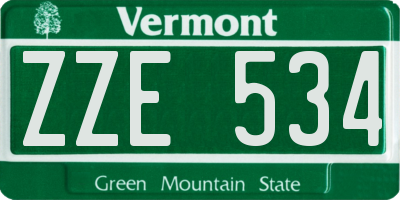 VT license plate ZZE534
