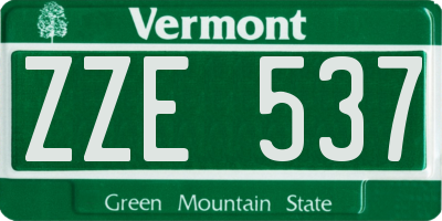 VT license plate ZZE537
