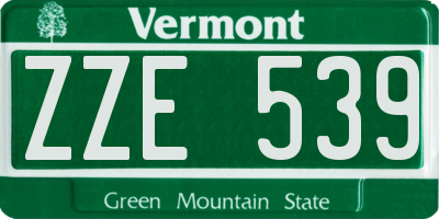 VT license plate ZZE539
