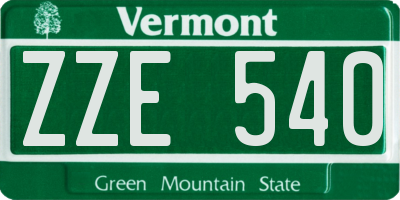 VT license plate ZZE540