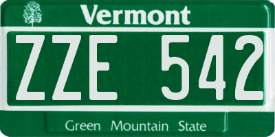 VT license plate ZZE542