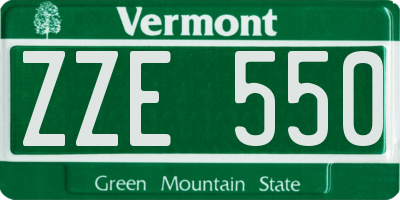 VT license plate ZZE550