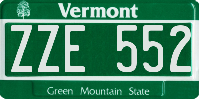 VT license plate ZZE552