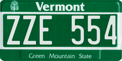 VT license plate ZZE554
