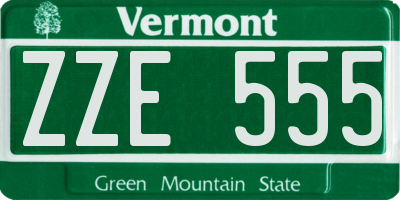 VT license plate ZZE555
