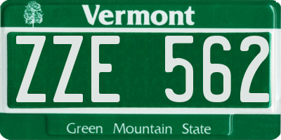 VT license plate ZZE562