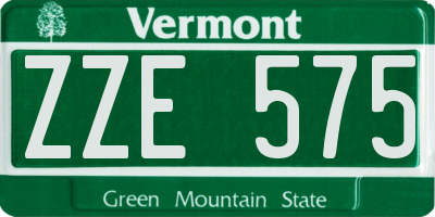 VT license plate ZZE575