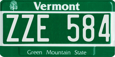VT license plate ZZE584
