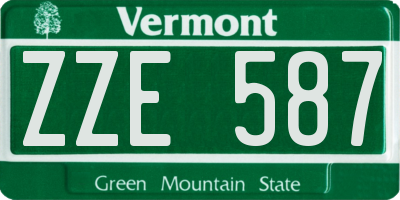 VT license plate ZZE587
