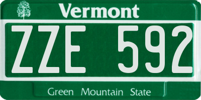 VT license plate ZZE592