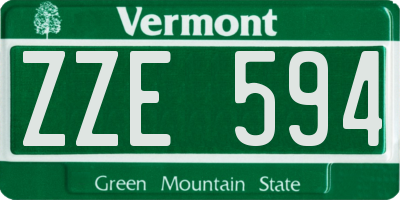 VT license plate ZZE594