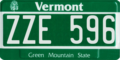 VT license plate ZZE596