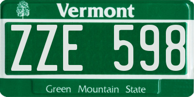 VT license plate ZZE598