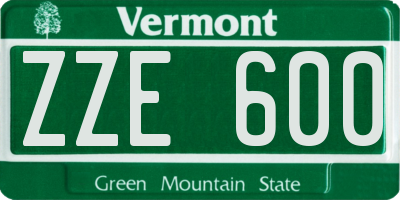 VT license plate ZZE600