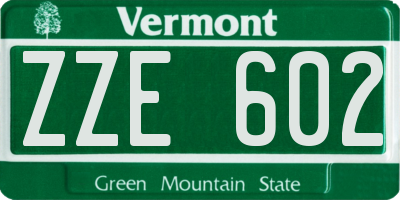 VT license plate ZZE602
