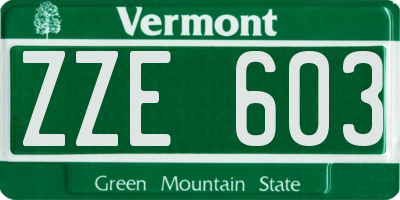 VT license plate ZZE603