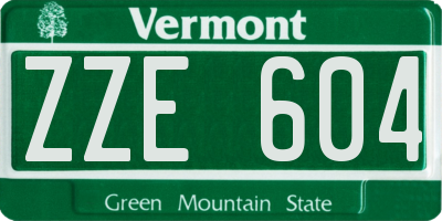 VT license plate ZZE604