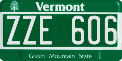 VT license plate ZZE606