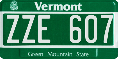 VT license plate ZZE607