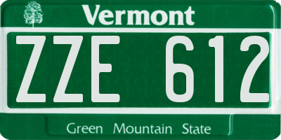 VT license plate ZZE612