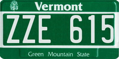 VT license plate ZZE615
