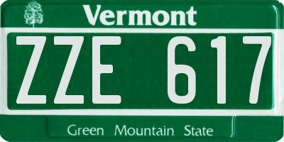 VT license plate ZZE617