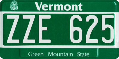VT license plate ZZE625