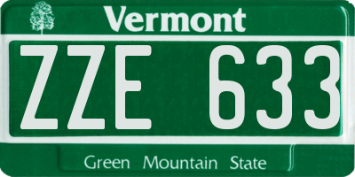 VT license plate ZZE633
