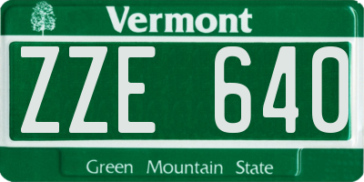 VT license plate ZZE640