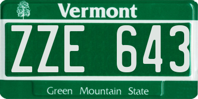 VT license plate ZZE643