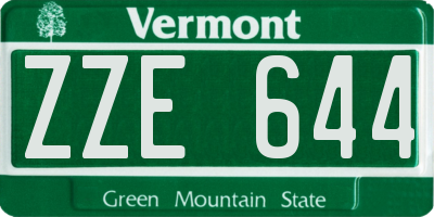 VT license plate ZZE644
