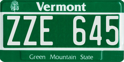 VT license plate ZZE645