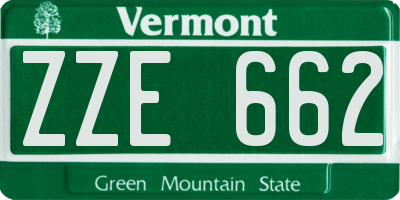 VT license plate ZZE662