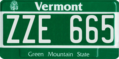 VT license plate ZZE665