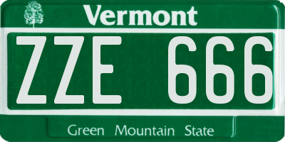 VT license plate ZZE666