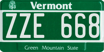 VT license plate ZZE668