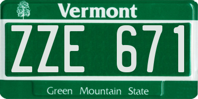 VT license plate ZZE671