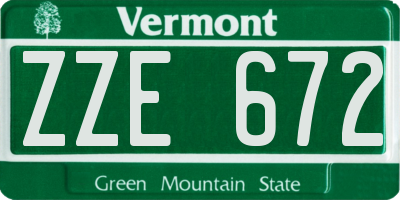 VT license plate ZZE672