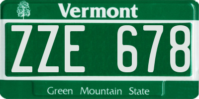 VT license plate ZZE678
