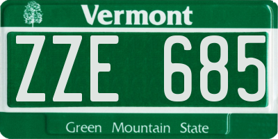 VT license plate ZZE685