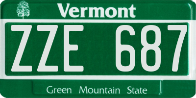 VT license plate ZZE687