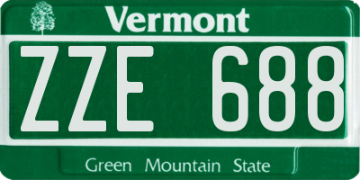 VT license plate ZZE688