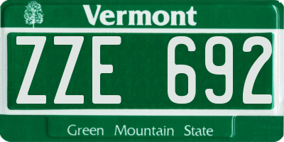 VT license plate ZZE692