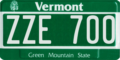 VT license plate ZZE700