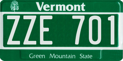VT license plate ZZE701