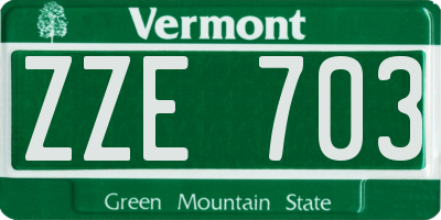VT license plate ZZE703