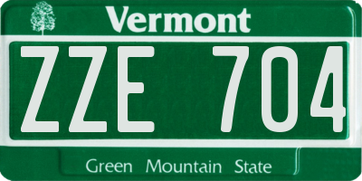 VT license plate ZZE704