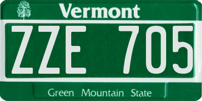 VT license plate ZZE705