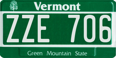 VT license plate ZZE706