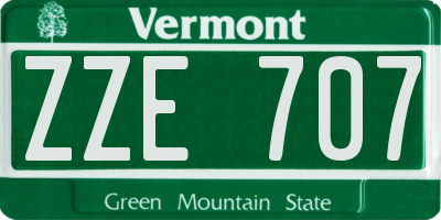 VT license plate ZZE707